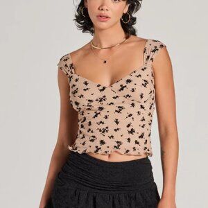 Good Days Project Floral Sweetheart Neck Crop Top – Size Large NWT